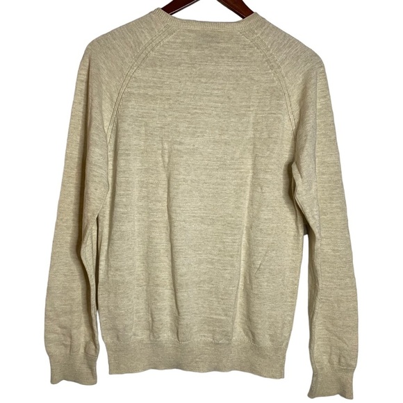 Lucky Brand Long Sleeve V Neck Cream Sweater Raglan Knit Ribbed Henley Small S - Picture 2 of 16
